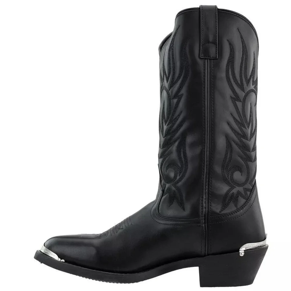 Laredo Boots Men's 10D McComb Round Toe Cowboy Black Casual Western Leather